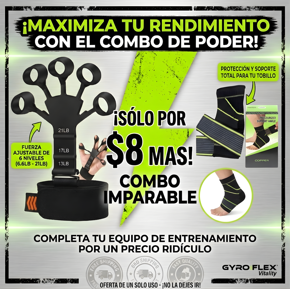Combo de Poder | Fortalecedor de Agarre + Tobillera Ajustable