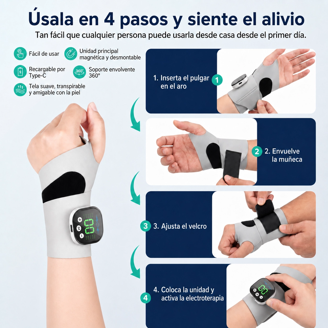 FlexPulse™ I Masajeador Electromagnético Avanzado para Túnel Carpiano