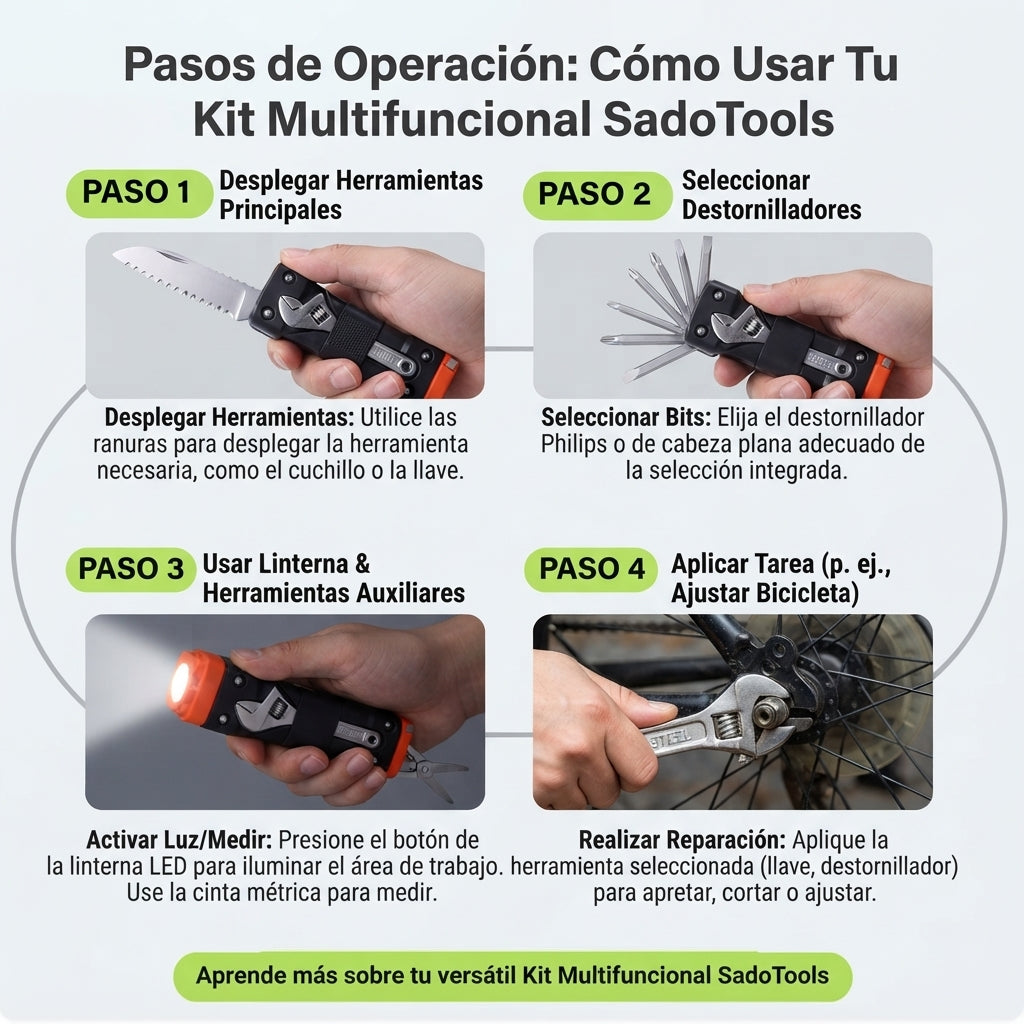 Kit Multifuncional 13 en 1 | Herramienta Portátil para Hogar, Reparaciones y Emergencias
