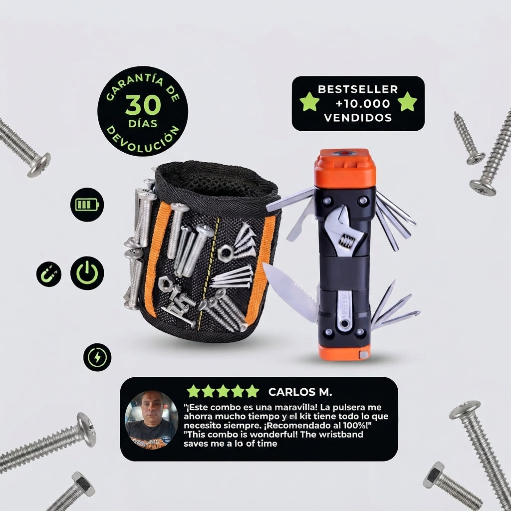Kit Multifuncional 13 en 1 | Herramienta Portátil para Hogar, Reparaciones y Emergencias