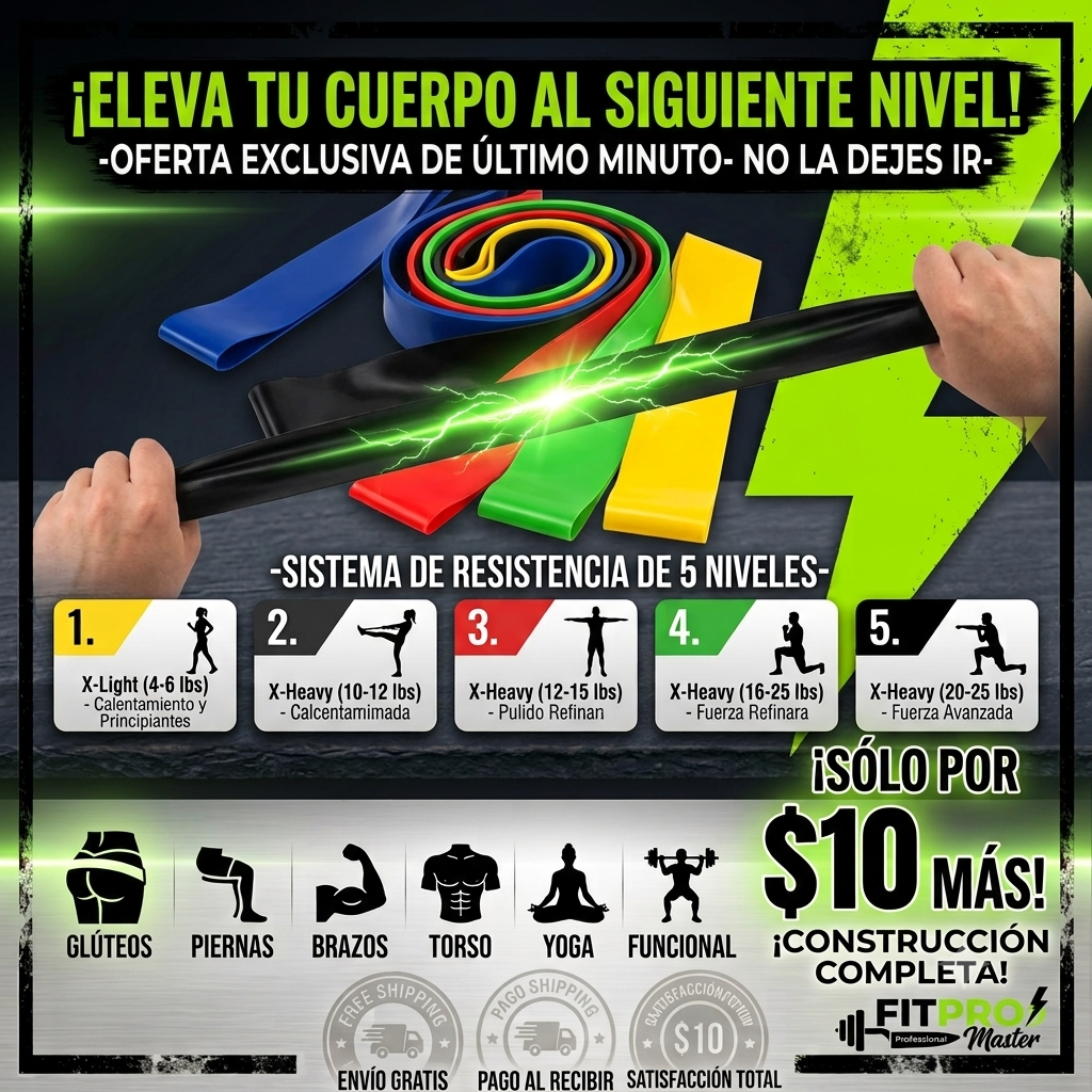 Set 5 Ligas De Resistencia Bandas Para Piernas Glúteos Yoga