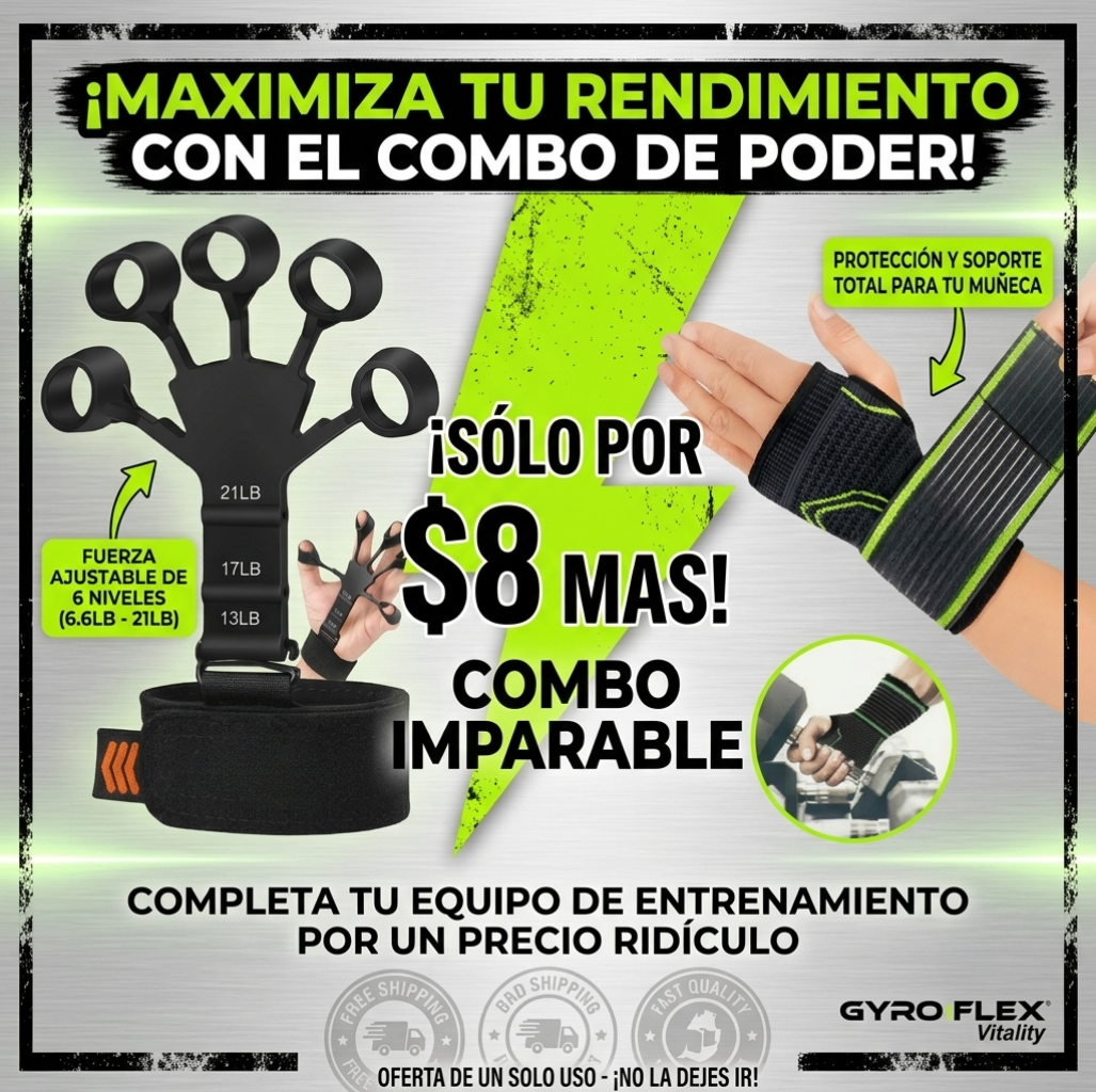 Combo de Poder | Fortalecedor de Agarre + Muñequera Ajustable