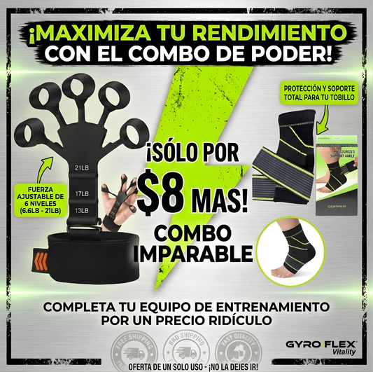 Combo de Poder | Fortalecedor de Agarre + Muñequera Ajustable
